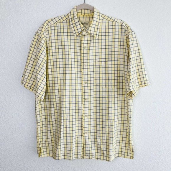 Yellow Plaid Button Up Shirt Cotton
